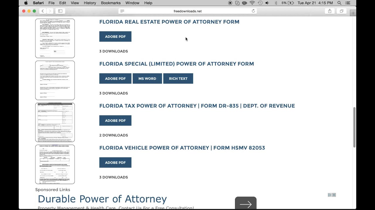 Real estate power of attorney form download